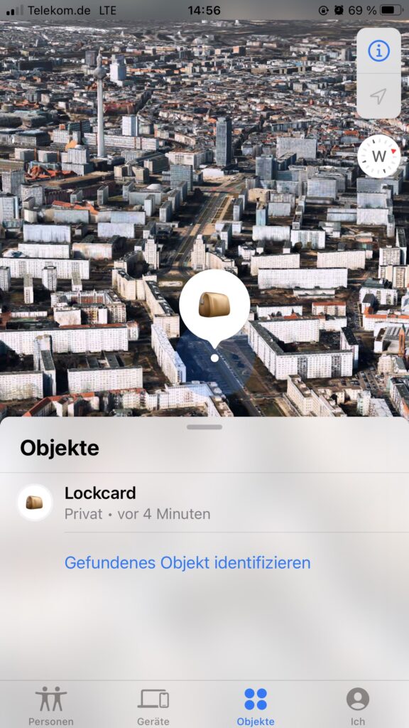 AirtTag in Berlin Lockcard in Maps Gefunden